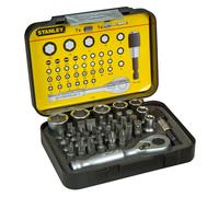 Stanley Juego 39 piezas 1-13-906 – puntas 1/4'', vasos y mini llave con carraca