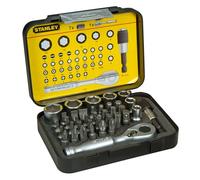 STANLEY 1-13-906 - Juego 39 piezas, incluye puntas 1/4'', llaves de vaso y mini llave con carraca 1/4''