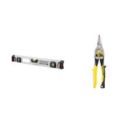 Stanley 1-43-554 - Nivel Fatmax con base magnética 60 cm & FATMAX 2-14-563- Tijera de corte recto, Capacidad de corte 1,2 mm