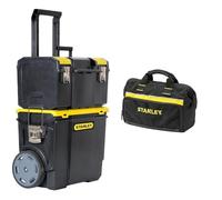 STANLEY 1-70-326 - Taller móvil 3 en 1, Desmontable, 2 organizadores en la tapa & 1-93-330 Bolsa Cerrada para Herramientas, Material de Nylon de 600 x 600 Deniers, Dimensione