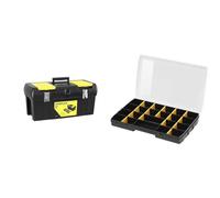 STANLEY 1-92-065, Caja de Herramientas Milenium, Resistente Polipropileno, Bandeja Extraíble & STST81680-1 - Organizador básico 17 compartimientos, divisores extraíbles