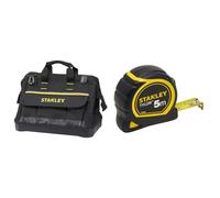 STANLEY 1-96-183 Bolsa Grande para Herramientas con Cremallera 45cm x 27.5cm x 23.5 cm, Base Reforzada, Asa ajustable & 1-30-697, Cinta métrica bimaterial Tylon 5m X 19mm, Cinta anticorrosión