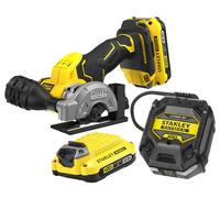 Stanley - 18V AKU universal cortador de 76 mm, 2x batería 2,0 Ah Li-Ion, cargador SFMCM300D2-QW