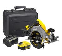 Stanley - 18V sierra circular a batería 140 mm, 2x batería 4.0 Ah Li-Ion, cargador SFMCS500M2K-QW