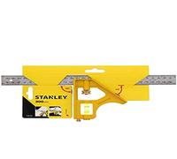 Stanley 2-46-143 - Escuadra multiusos de ángulo 30x14x2 cm, Medidor de profundidad y una fila integrada de 360°, Graduación en mm y pulgadas, Hoja de acero inoxidable resistente, Fácil ajuste