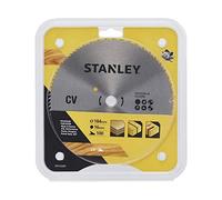 Stanley Accesorios Sta10205- XJ Hoja Cromada Diam 184 x 16 mm 100 Dientes, corte Fino y a Contra Veta de Madera Blanda y Contrachapado