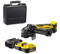 Stanley - Amoladora angular 18V AKU 125 mm, 2x batería 4,0 Ah Li-Ion, cargador SFMCG700M2K-QW