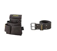 Stanley Bolsa Para Clavos Con 2 Bolsillos Stst1-80116, Marrón + Cinturón De Piel Stst1-80119, Marrón