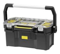 STANLEY Caja de Herramientas con Organizador, 32x55.6x24.9 cm, Compatible con Taller Móvil Modular, Compartimentos Modulables, Tapa Transparente, Asa Extra Larga, Cierres Metálicos, STST1-70317
