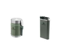STANLEY Classic Legendary Fiambrera Termica 0.4L Hammertone Green with Spork & Classic Wide Mouth Flask 0.23L Hammertone Green with Never-Lose Cap