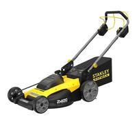 Stanley - Cortacésped AKU 18V, alcance 50 cm, con desplazamiento, 2x batería 4,0 Ah Li-Ion, cargador SFMCMWS251M-QW