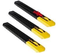 STANLEY Cúter hoja retráctil 9 mm con bloqueo deslizante pack 3, 2-10-150 | Ajuste de profundidad de Hoja rápido y fácil, diseño delgado y cómodo, rompehojas integrado, Hoja incluida para uso inmediato