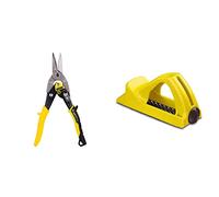 STANLEY FATMAX 2-14-563- Tijera de corte recto + Surform Cepillo corto plástico 155mm 5-21-104, Negro/Amarillo, 155 mm