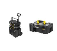 STANLEY FATMAX FMST1-80103 Conjunto Pro-Stack 3 Piezas con Cajas para Herramientas Organizador y Base con Ruedas Negro & FATMAX FMST1-71968, Cajonera Profunda Pro-Stack, 6 Compartimentos