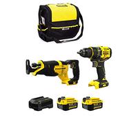 STANLEY FatMax Kit SVK20224D (Taladro Atornillador SFMCD720 + Sierra Sable SFMCS300 + 2 Baterías de 4,0 Ah + Cargador + Bolsa M)