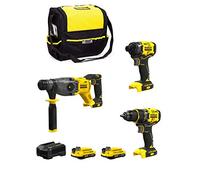 STANLEY FatMax Kit SVK20322A (Taladro Atornillador SFMCD720 + Martillo SFMCH900 + Atornillador de Impacto SFMCF810 + 2 Baterías de 2,0 Ah + Cargador + Bolsa M)