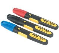 Stanley – Marcador FatMax 0-47-315 – Punta biselada – Blíster 3 uds (negro, rojo, azul)