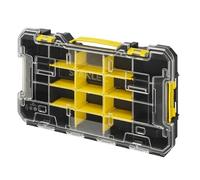 STANLEY® FATMAX® PRO-STACK™ - Organizador grande y poco profundo - Separadores extraíbles, tapa transparente, sistema de almacenamiento apilable portátil, asa de transporte, 43,8 x 7 x 24,5 cm para