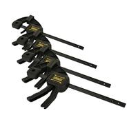STANLEY FATMAX Sargento Monomanual M, Capacidad 150mm, Fuerza 45kg, Trabajo de Precisión, Zapatas Protectoras Desmontables, Ranura en V para Tubo, Carril de Acero, FMHT0-83232 (Paquete de 4)