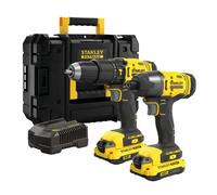 Stanley – Juego de taladro y llave de impacto a batería SFMCK465D2T-QW 18 V 2×2,0 Ah Li-Ion