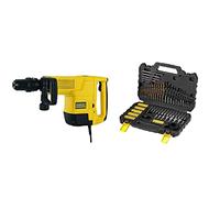 STANLEY FATMAX SFMEH230K-QS - Martillo demoledor 10Kg SDS Max 1.600W, 15J, incluye maletín + STA88548-XJ - Juego de 100 brocas y puntas para atornillar Stanley