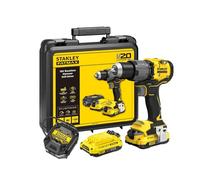 STANLEY FATMAX V20 18V Taladro percutor sin escobillas y sin cable con 2 baterías de iones de litio, cargador y maletín/caja de transporte