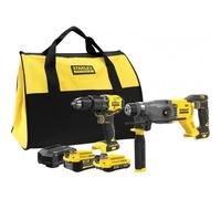STANLEY FATMAX V20 SFMCK216MDS-QW - Kit 18 V brocha, taladro + martillo SDS + baterías + maletín