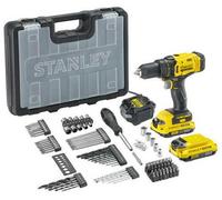 Stanley Taladro atornillador AKU 18 V con 2 baterías 2,0 Ah, accesorios y cargador SFMCD700D2A-QW