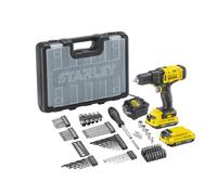 Stanley Taladro atornillador AKU 18 V con 2 baterías 2,0 Ah, accesorios y cargador SFMCD700D2A-QW