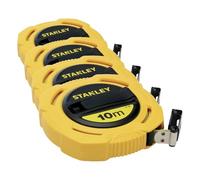STANLEY Flexómetro, Resistente cinta de fibra de vidrio de 10m x 12,7 mm, precisión, alimentación manual, para construcción y proyectos de bricolaje, 0-34-295 (Paquete de 4)