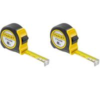 STANLEY Flexómetro Tylon de 8 m, Cinta Métrica, Cinta de Acero Resistente, Revestimiento Duradero Tylon (aumenta en 50% durabilidad), Diseño Compacto Ergonómico, 0-30-657 (Paquete de 2)