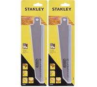 STANLEY - Hoja de HCS para realizar cortes rectos en todo tipo de maderas, aglomerado, PVC y similares. Longitud útil: 239 mm. Compatible con KS890E (Paquete de 2)