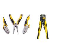 Stanley Juego Alicates Control Grip. Universal + corte diagonal + boca larga STHT0-75094, negro, amarillo, talla única & Pelacables automático FATMAX FMHT0-96230