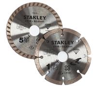 Stanley - Juego de 2 discos de corte de diamante para hormigón y ladrillo, 115 x 22,2 mm STA38080-XJ