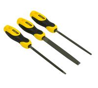 Stanley 0-22-445 - Juego 3 limas 6" (lima redonda basta, Triangular afilada entrefina, Redonda basta