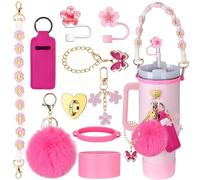 Stanley - Juego de accesorios para tazas, decoración de 10 piezas, incluye cubierta para popote, correa para mango de botella, funda de silicona, dijes para vasos de 40 y 30 onzas, rojo