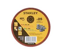 Stanley - Juego de papel de lija de 25 piezas, diámetro 125 mm STA32392-QZ