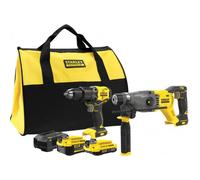 Stanley - Juego de taladradora de percusión y percutor combinado AKU de 18 V, 1 batería de 4,0 Ah y 1 batería de 2,0 Ah, cargador SFMCK216MDS-QW