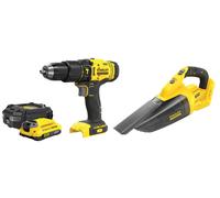 Stanley - Juego de taladro de impacto de 18 V y aspiradora de mano, 1 batería 2,0 Ah Li-Ion, cargador SFMCK219D1-QW
