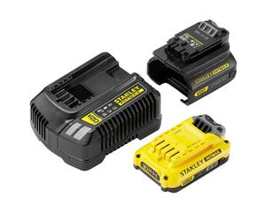 Stanley - Kit con cargador de 2A, 1 batería de 18 V Li-Ion 2,0 Ah y adaptador SFMCB121D1-QW