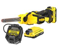 Stanley - Lijadora de banda inalámbrica de 18 V, 2 baterías de 2,0 Ah, cargador SFMCE210D2K-QW