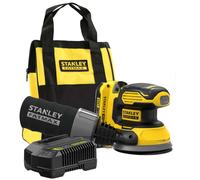 Stanley - Lijadora excéntrica inalámbrica de 18 V 125 mm, 1x batería de iones de litio de 2,0 Ah, cargador SFMCW220D1S-QW
