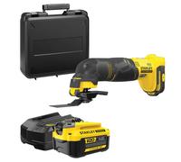 Stanley - Lijadora multiusos oscilante inalámbrica de 18 V con accesorios, 2 baterías 2,0 Ah Li-Ion, cargador SFMCE500D2K-QW