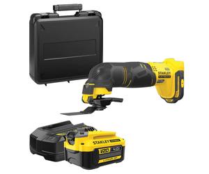 Stanley - Lijadora multiusos oscilante inalámbrica de 18 V con accesorios, 2 baterías 2,0 Ah Li-Ion, cargador SFMCE500D2K-QW