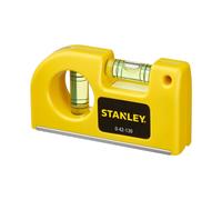Stanley Nivel de bolsillo 0-42-130 – 2 burbujas, aluminio, base magnética, precisión 2 mm/m