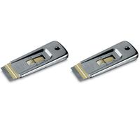 STANLEY Rascavidrios de calidad profesional, Anticorrosión y antiabrasión, Cuerpo metálico, Cuchilla rectangular y retráctil de 40 mm, Pulsador de latón, 0-28-500 (Paquete de 2)