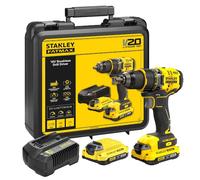 STANLEY SFMCD720D2K - Taladro Atornillador Brushless V20 Li-Ion 18V con 2 Baterías 2Ah, Cargador 2A y Maletín