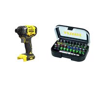 STANLEY SFMCF810B-XJ Atornillador de Impacto V20 Brushless, sin batería ni Cargador + STA60490-XJ - Juego de 31 piezas para atornillar con puntas inviolables y adaptador magnético