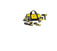 Stanley, SFMCK412MDS, set herramientas inalámbricas, taladro sierra amoladora multiherramienta, sistema V20 20V, 2 baterías, cargador y bolsa, negro con amarillo
