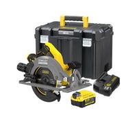 Stanley - Sierra circular inalámbrica de 18 V y 190 mm, 1 batería de iones de litio de 4,0 Ah, cargador SFMCS551M1T-QW